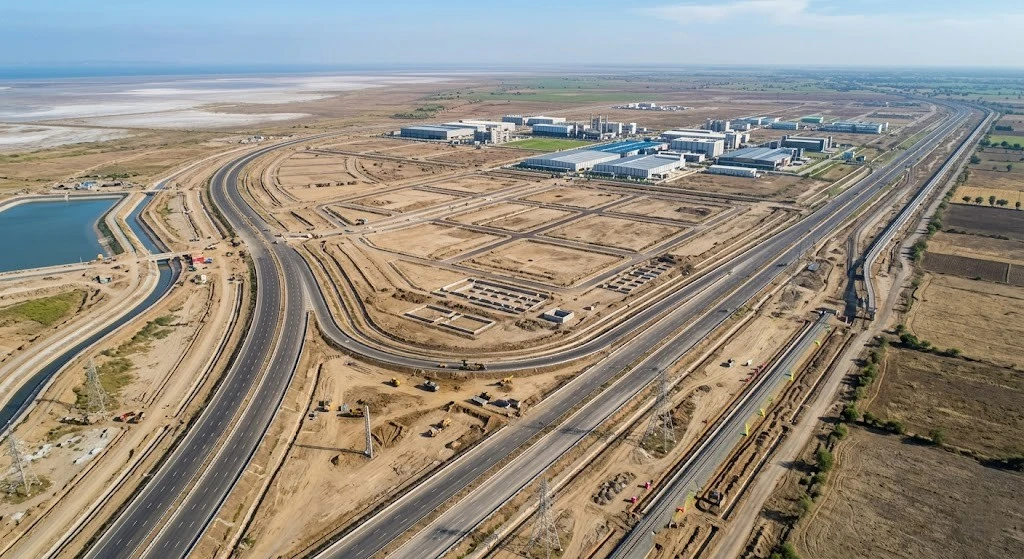 dholera smart city development progress roads infrastructure