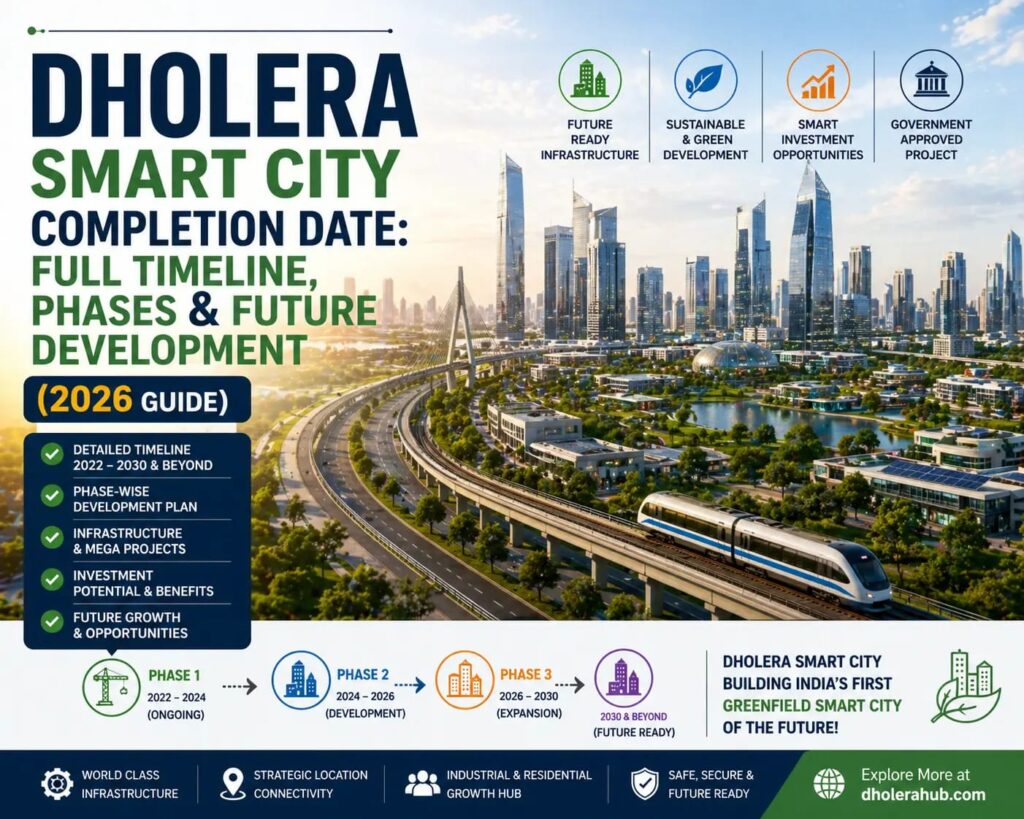 Dholera Smart City completion date full timeline phases and future development 2026 guide