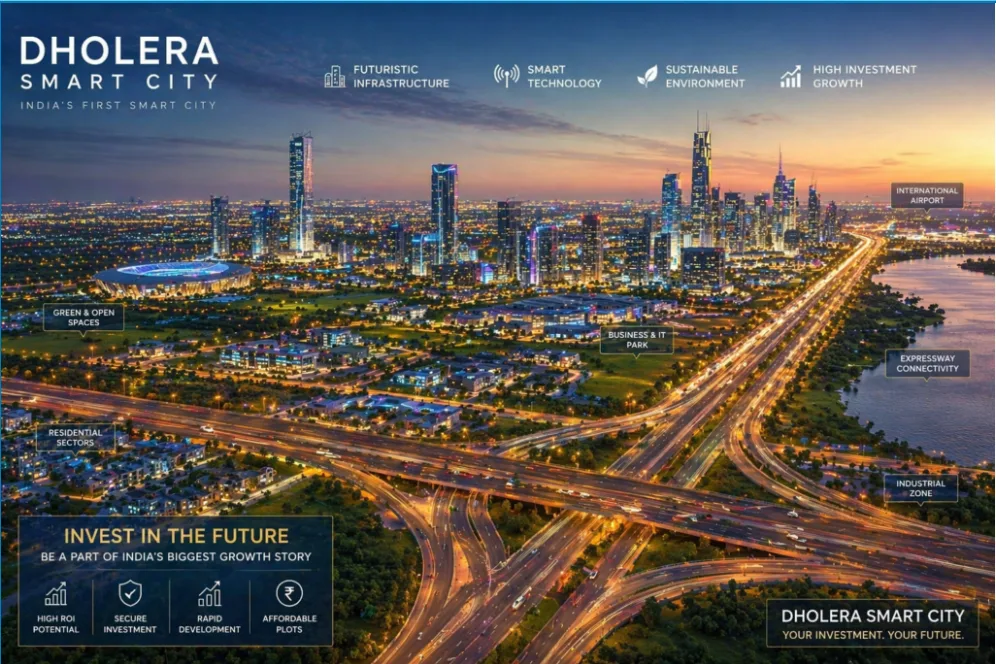 Open land plots in Dholera Smart City with future industrial development at sunrise
Land or Plot Dholera Smart City